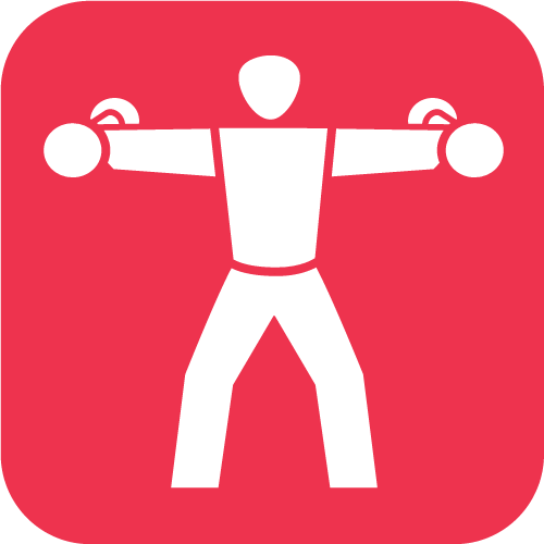 icon fitness weiss auf rot 500px